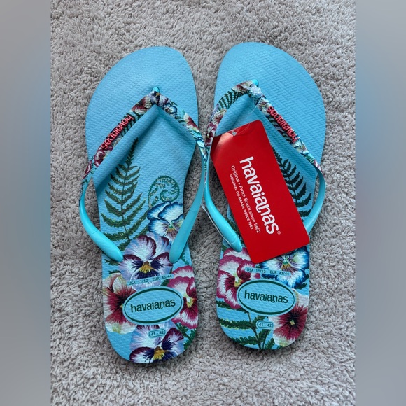 NWT The Havaianas Slim Sensation Flip Flops in Ice Blue - Picture 4 of 6